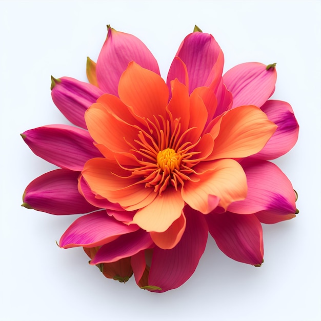 A pink and orange flower with the word lotus on it