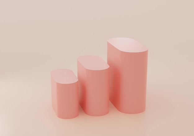 Pink orange geometry pedestal for display Empty product stand with a geometrical shape minimal style 3d render illustration