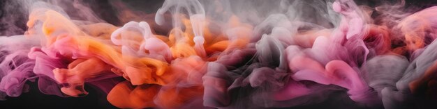 Pink orange grey colors abstract painting background texture fumes panoramic banner generative ai
