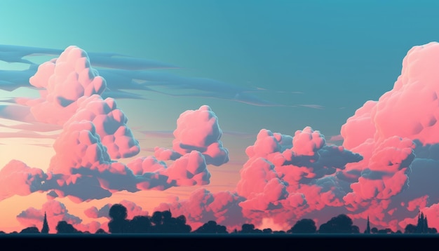 Pink and Orange Sunset Animation with Clouds Perfect for Your Design Projects