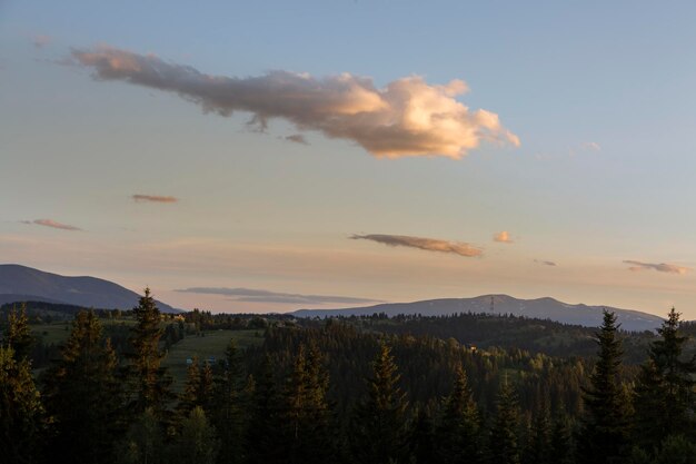 Pink and orange sunset in the mountains