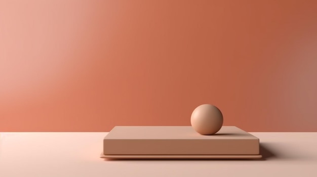 A pink and orange table with a ball on it.