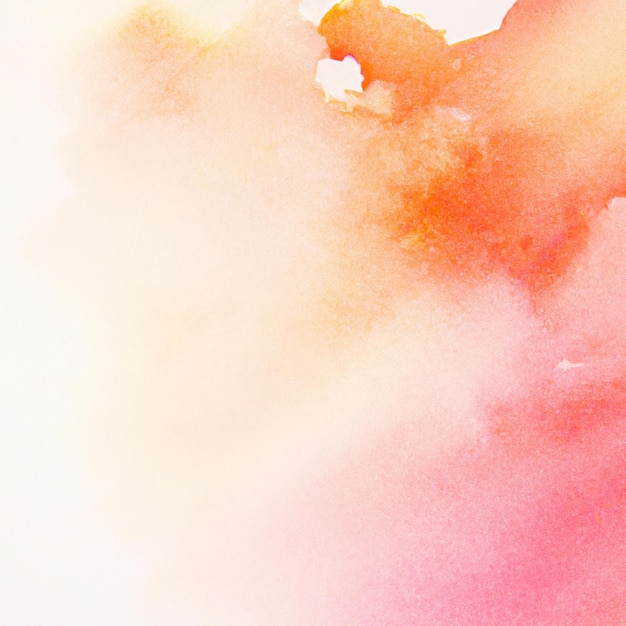 A pink and orange watercolor background with a white background