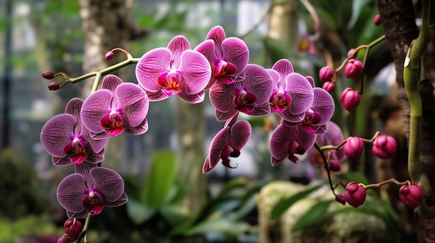 Pink orchids in the garden Phalaenopsis orchid generative AI