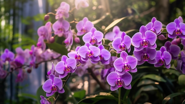 Pink orchids in the garden Phalaenopsis orchid generative AI