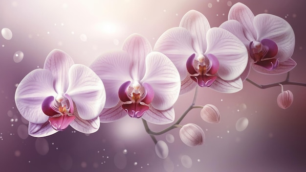 Pink orchids on a pink background