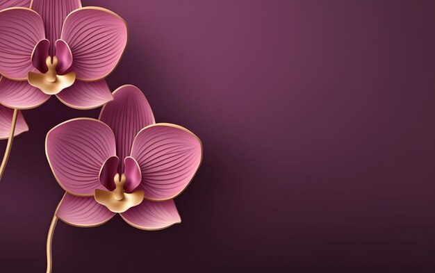 Photo pink orchids on a purple background