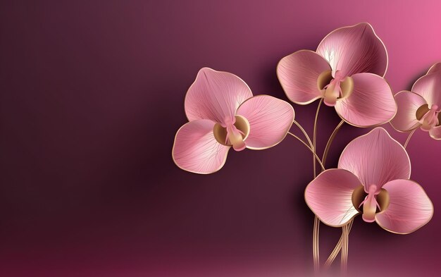 Photo pink orchids on a purple background