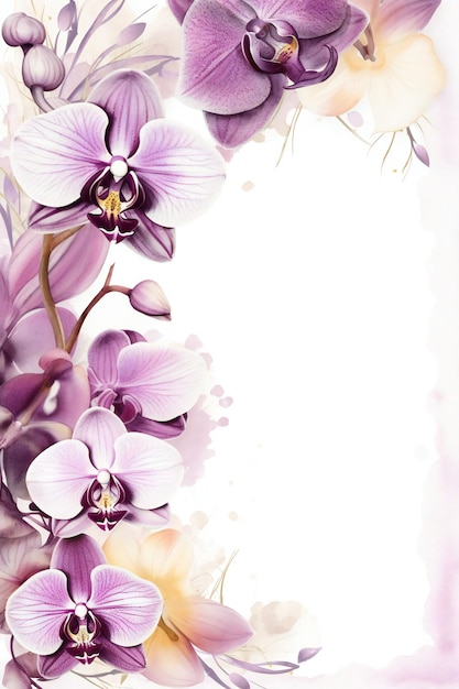 Pink orchids on a white background