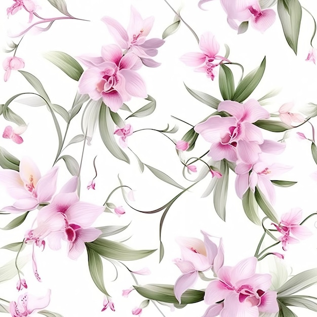 Pink orchids on a white background