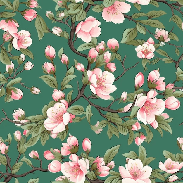 pink oriental blossoms pattern