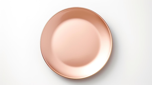 A pink oval plate with a gold rim.