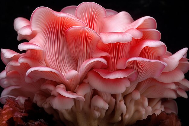 Foto i funghi rosa delle ostriche sono una delizia