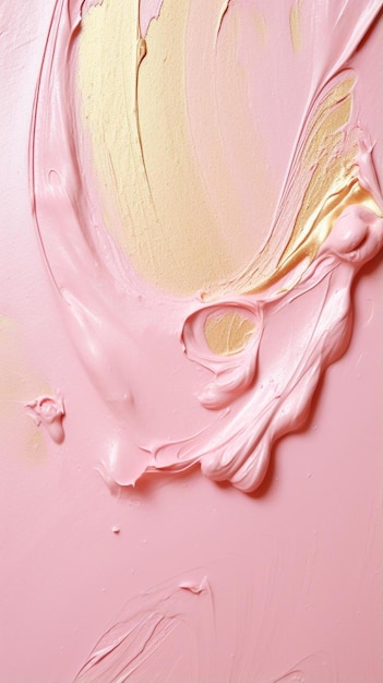 a pink paint with a yellow and white paint in the middle