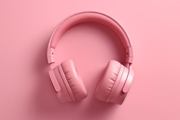 A pink pair of headphones on a pink background