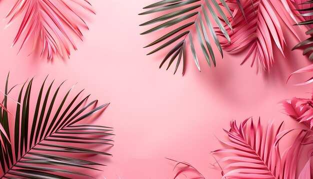 Photo pink palm leaves on a pink background