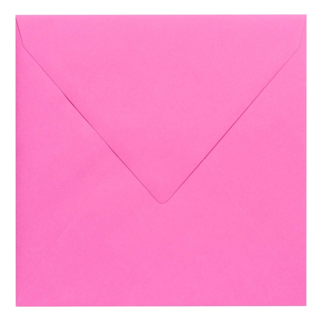 Pink paper envelope isolated on white background