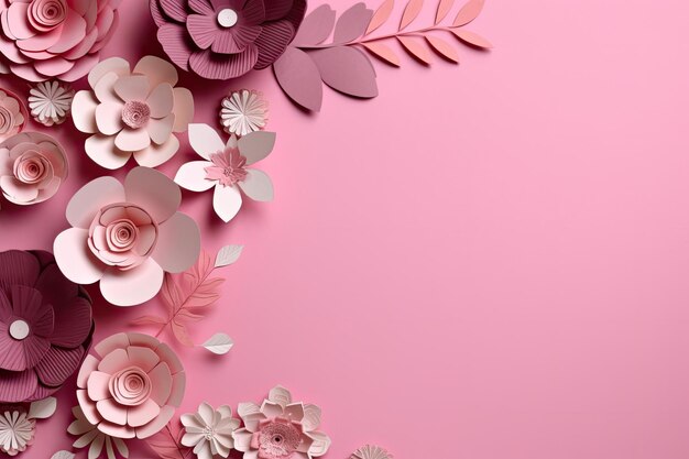 ピンクの背景にピンクの紙の花