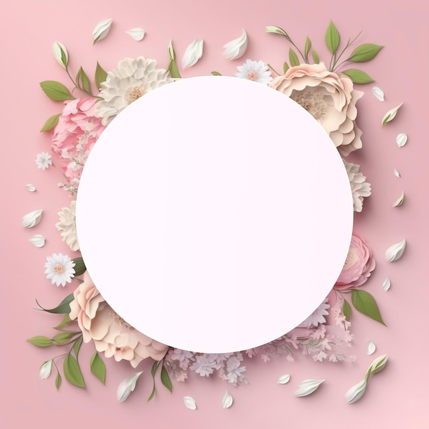 Pink paper flowers with a circle in the middle