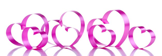 Photo pink paper hearts isolated on white