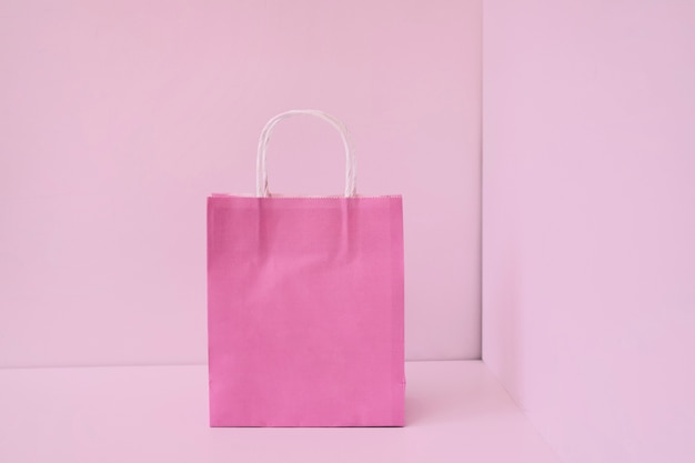 Photo pink paper shopping bag