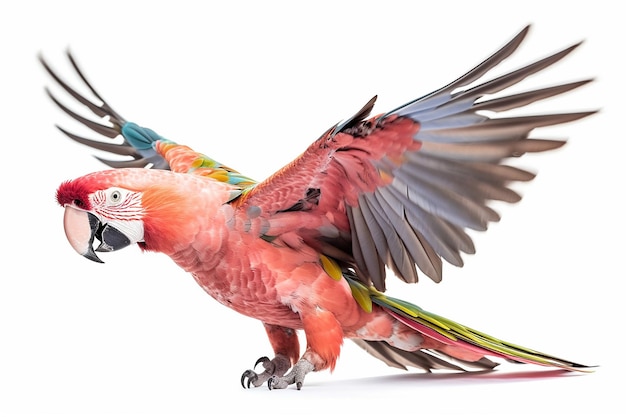 Pink_parrot_macaw_isolated_on_the_white_background_cutou