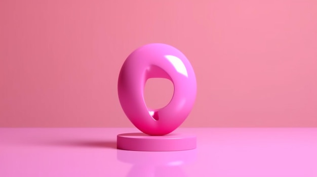 Pink pastel color question mark isolate on pink background AI generative