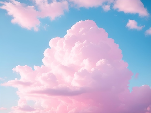 青い空の壁紙にピンクのパステルと白い雲