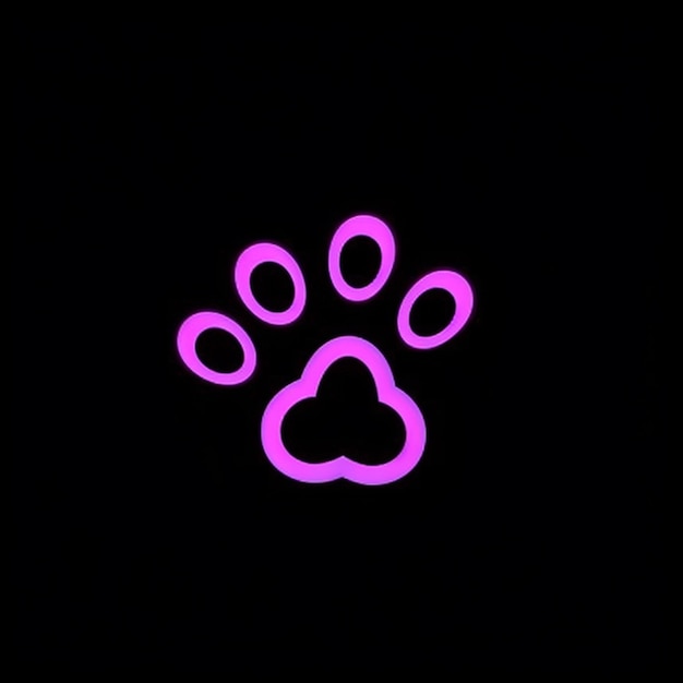 A pink paw print that says'dog'on it