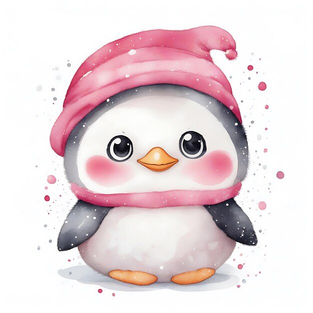 Pink Penguins Warm Up Christmas Entertaining Illustrations