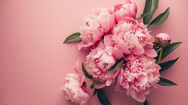 Pink peonies on a pink background