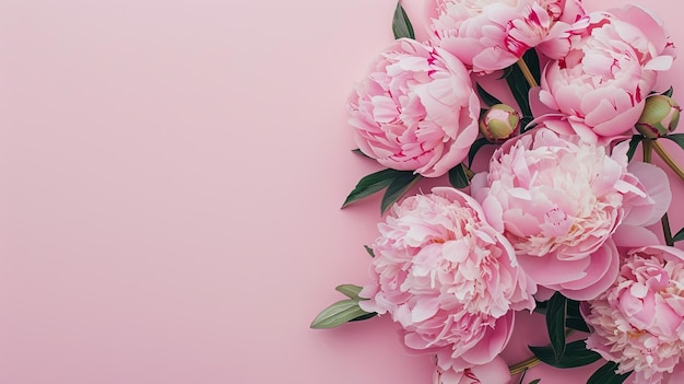 Photo pink peonies on a pink background