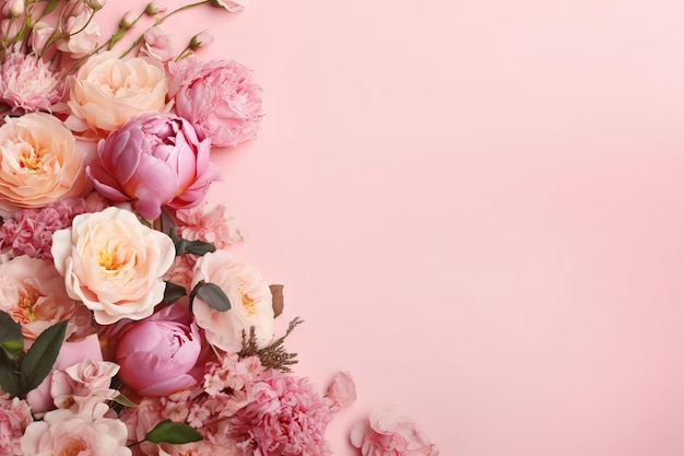 Pink peonies on a pink background