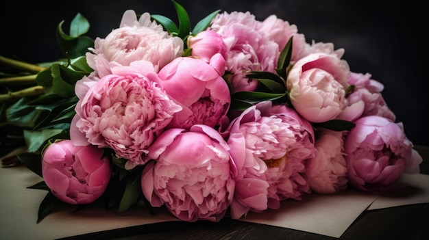 Pink peony bouquet AI generated