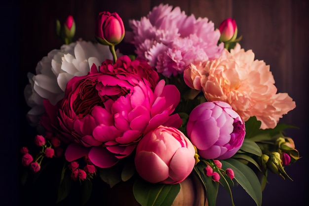 A pink peony bouquet Generative AIxA