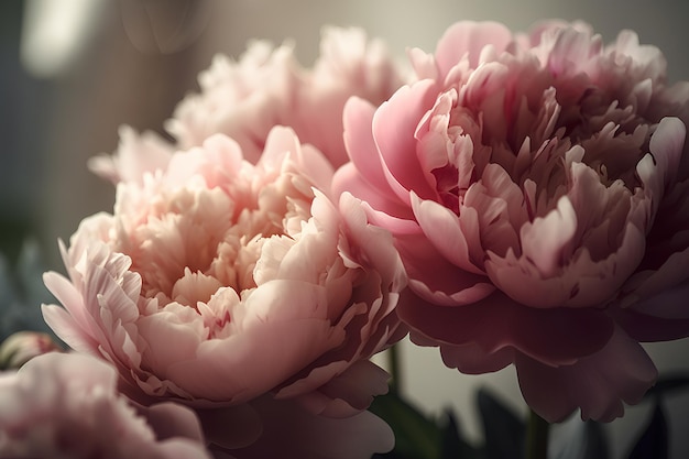 Цветок розового пиона сгенерирован ai