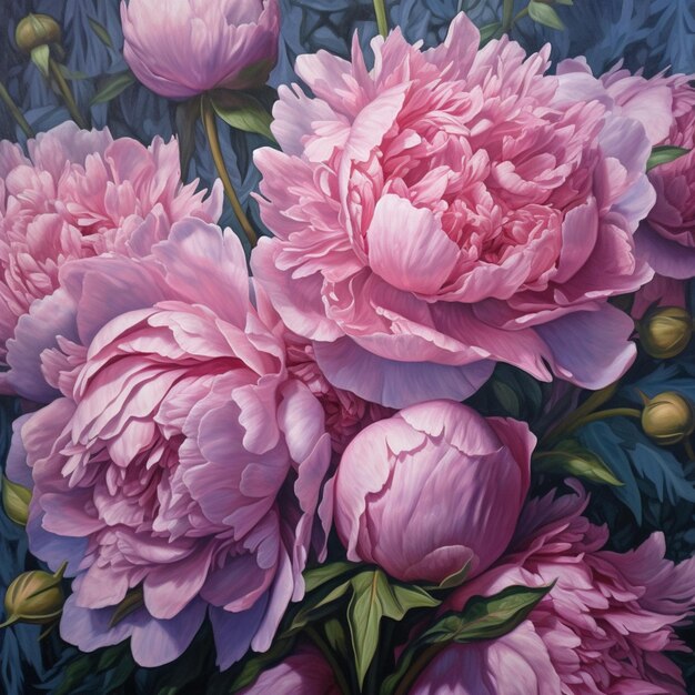 Pink peony flowers background