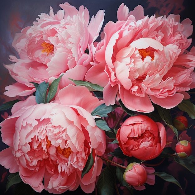 Pink Peony Flowers