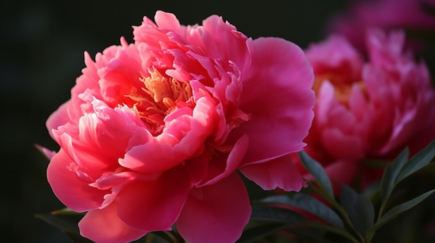 A pink peony in a pot