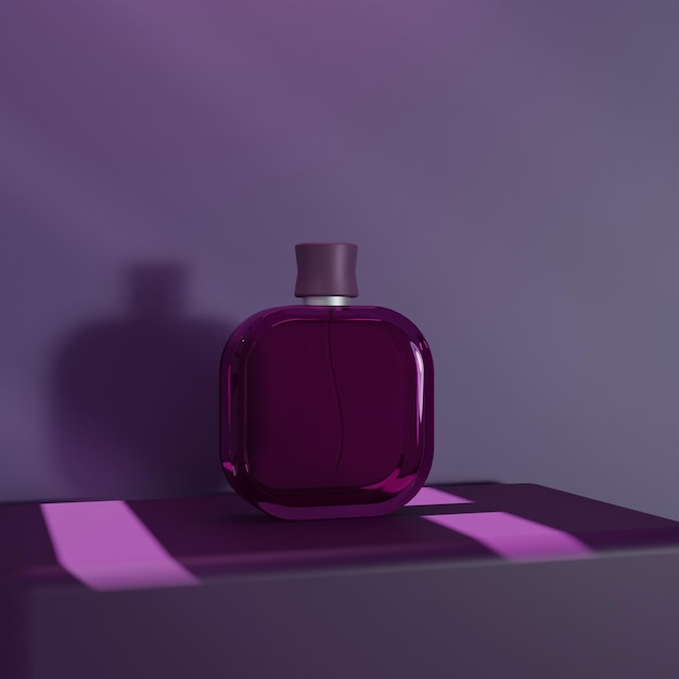 Pink perfume bottle photo in studio