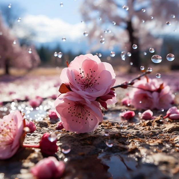 Foto pink petal paradise cherry blossom achtergrondbeeld