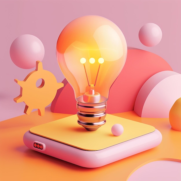 a pink phone with a light bulb on it and the word light on the top