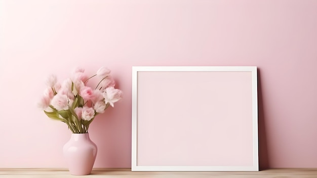 Photo pink photo frames mockup