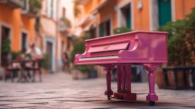 Photo a pink piano sits on a street in italy