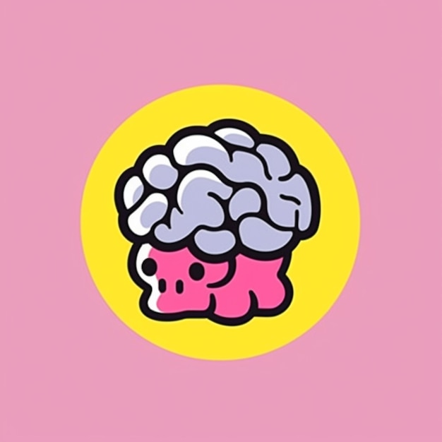 Photo a pink pig with a brain on its head generative ai