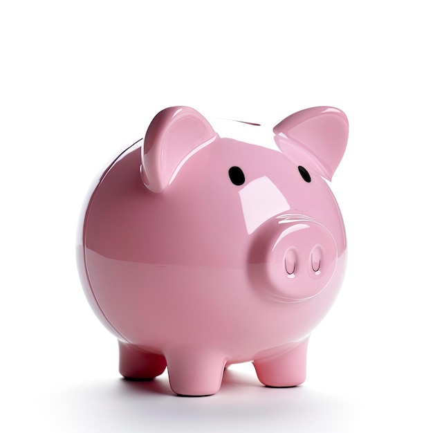 Pink Piggy bank isolated on white background