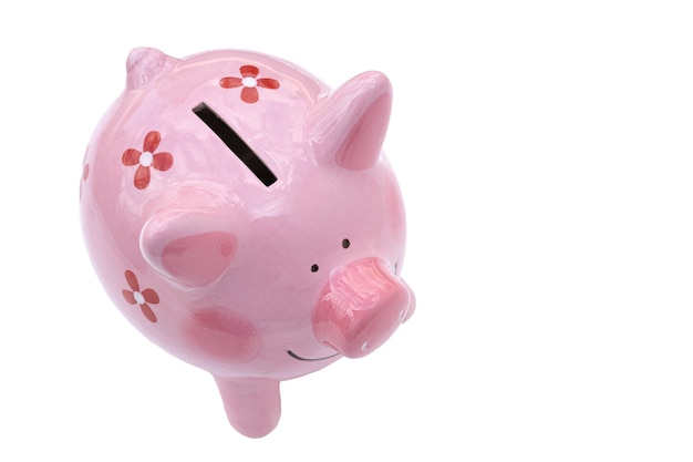 A pink piggy bank isolation on white background