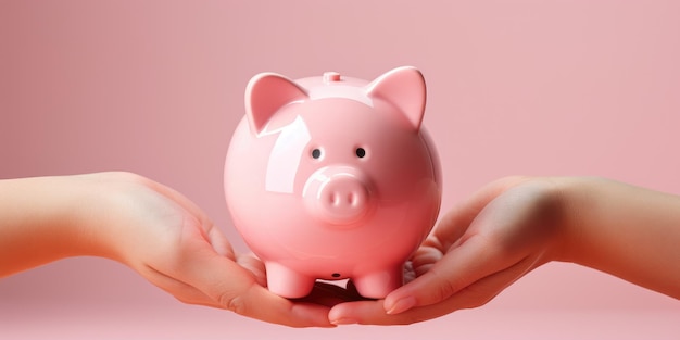 Pink piggy bank money theme High quality photo Generative AI