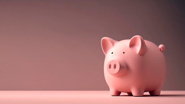 Pink piggy bank on a pink background