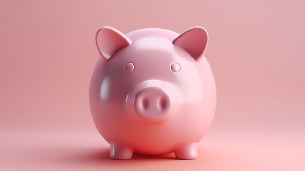 Pink piggy bank on a pink background